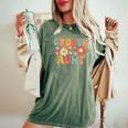 Retro Groovy Aunt 1St Birthday Auntie Matching Family Hippie Women's Oversized Comfort T-Shirt Moss
