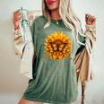 Sunflower Butterfly Floral Vintage Cool Graphic Women's Oversized Comfort T-Shirt Moss