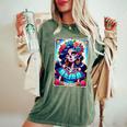 Tarot Card Dia De Los Muertos Woman Catrina Day Of The Dead Women's Oversized Comfort T-Shirt Moss