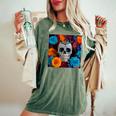Tête De Mort Mexicaine Dia De Muertos Jour Des Morts Floral T-shirt oversize confortable pour femme Moss