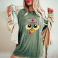 Thanksgiving Scrub Tops Turkey Face Nurse Holiday Women's Oversized Comfort T-Shirt Moss