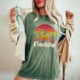Vintage Retro Florida Beach Sun 70'S 80'S Style Mom Dad Women's Oversized Comfort T-Shirt Moss