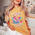 7Th Birthday Girl 7 Years Roller Skates Number 7 Women's Oversized Comfort T-Shirt Mustard
