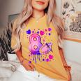 8° Compleanno Ragazza Di 8 Anni Pittura Numero 8 T-shirt comoda oversize da donna Mustard