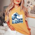 Blue Cats Wave For Kamala Drôle Chat Propriétaires Kamala Harris T-shirt oversize confortable pour femme Mustard