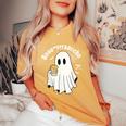 Borracho Halloween Drink Beer Mexican Drunk Ghost Spanish Women's Oversized Comfort T-Shirt Mustard