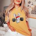 Bunny Gym Coniglio Fitness Sollevamento Pesi T-shirt comoda oversize da donna Mustard