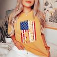 Cheer Dad Vintage American Flag Father Cheerleader Girl Women's Oversized Comfort T-Shirt Mustard