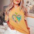 Colorful Para Teacher Paraprofessional Cute Pencil Heart Women's Oversized Comfort T-Shirt Mustard