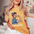 Cubanita Donne Forti Che Indossano Bandana Cuba Bandiera T-shirt comoda oversize da donna Mustard