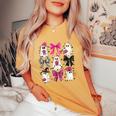 Cute Ghost Coquette Aesthetic Pink Bows Spooky Season Girl Women's Oversized Comfort T-Shirt Mustard