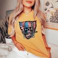 Donna 4Th Of July For Rocker American Flag Skull Con Collo A T-shirt comoda oversize da donna Mustard