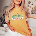 Donna Cactus Gardenersalentines Day Succulent Cactus Con Collo A T-shirt comoda oversize da donna Mustard