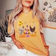 Fall Halloween Chicken Pumpkin Chick Or Treat Spooky Women's Oversized Comfort T-Shirt Mustard