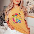 Farfalla Pace Sign Coloreernice Splash Farfalle T-shirt comoda oversize da donna Mustard