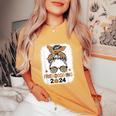 Friends Giving 2024 Thanksgiving Friendsgiving Messy Bun Women's Oversized Comfort T-Shirt Mustard