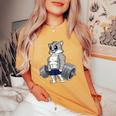 Gato Levantamiento De Pesas Fitness Entrenamiento Es Y Hombres Camiseta extragrande cómoda para mujer Mustard
