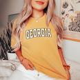 Georgia Ga Vintage Varsity Style Sports Girls Women's Oversized Comfort T-Shirt Mustard