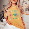 Groovy Maestra Spanish Teacher Welcome Back To School Women's Oversized Comfort T-Shirt Mustard