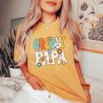 Groovy Papa Dad Retro Hippie 60S 70S Party Outfit Men Women's Oversized Comfort T-Shirt Mustard