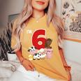 I'm 6 Birthday Boy Girl Farm Animals Theme Party 6 Year Old T-shirt comoda oversize da donna Mustard