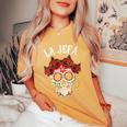 La Jefa Sugar Skullêtements Mexicain Dia De Los Muertos Dead T-shirt oversize confortable pour femme Mustard