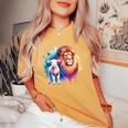 León Y Cordero Fe Hombres Cristianos Es Camiseta extragrande cómoda para mujer Mustard