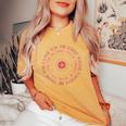 Mandala Circle Lotus Ho'oponopono Preghiera T-shirt comoda oversize da donna Mustard