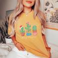 Merry Christmas Cactus Tree Lights Cactus Lover Xmas Women's Oversized Comfort T-Shirt Mustard