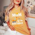 Mom Of The Birthday Boy Construction Boy's Birthday Party Women's Oversized Comfort T-Shirt Mustard