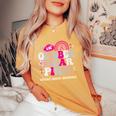In October We Wear Pink Breast Cancer Awareness Girl Women's Oversized Comfort T-Shirt Mustard