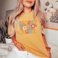 Retro Groovy Aunt 1St Birthday Auntie Matching Family Hippie Women's Oversized Comfort T-Shirt Mustard