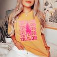 Retro Taylor First Name Personalized 80'S Pink Girl Women's Oversized Comfort T-Shirt Mustard