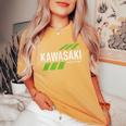 Retrointage Kawasaki Green City Per Uomini O Donne T-shirt comoda oversize da donna Mustard