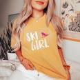Sci Ragazza Cuore Divertente Sci Per Sciatori T-shirt comoda oversize da donna Mustard