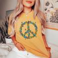 Segno Di Pace Hippie Hippie Retro Butterfly Nature Lo T-shirt comoda oversize da donna Mustard