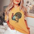 Thanksgiving Retro Vintage Turkey Fall Thankful Thanksgiving Women's Oversized Comfort T-Shirt Mustard
