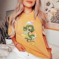 Tokyo Japon Dragon & Mt Fuji Avec Kanji Japonais Calligraphi T-shirt oversize confortable pour femme Mustard