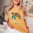 Tulum Mexico Sea Turtle Tulum Women's Oversized Comfort T-Shirt Mustard