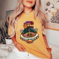 Vintage Alien Hippiean Flower Bus Aliens Peace Sign T-shirt comoda oversize da donna Mustard