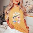 American Messy Bun Girl 4Th Of July Messy Bun Usa Flag Women's Oversized Comfort T-Shirt Yam