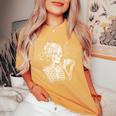 Skeleton Messy Bun Coffee Halloween Coffee Lover Mom Women's Oversized Comfort T-Shirt Yam