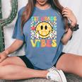 1St Grade Vibes Smile Face Back To School Girls First Grade Women's Oversized Comfort T-Shirt Blue Jean