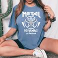 50 Cumpleaños Hombre Heavy Metal Rock Música Pentagrama Cuello Camiseta extragrande cómoda para mujer Blue Jean