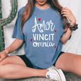 Amorincit Omnia Love Conquers Tutti Detto Italiano Donne T-shirt comoda oversize da donna Blue Jean