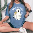 Borracho Halloween Drink Beer Mexican Drunk Ghost Spanish Women's Oversized Comfort T-Shirt Blue Jean