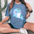 Carino Narvalo The Ocean Unicorn Per Donne E Ragazze T-shirt comoda oversize da donna Blue Jean