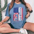 Cheer Dad Vintage American Flag Father Cheerleader Girl Women's Oversized Comfort T-Shirt Blue Jean
