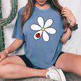 Daisy Flower Con Coccinella Insetto T-shirt comoda oversize da donna Blue Jean