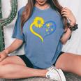 Donna Amore Cuore Ucraina Girasole Ucraina Farfalla T-shirt comoda oversize da donna Blue Jean